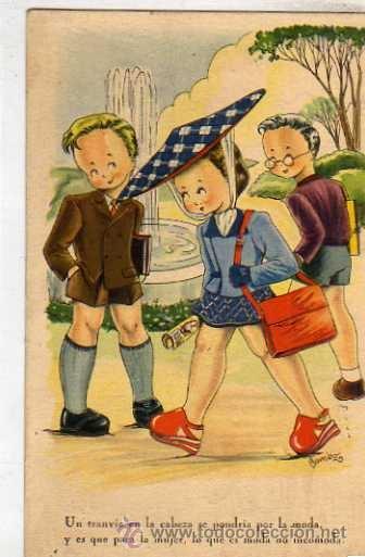 Postkarten: Postal ilustrada. Ilustrador Bomb&oacute;n. Editorial Artigas. serie 56 Refranero popular.