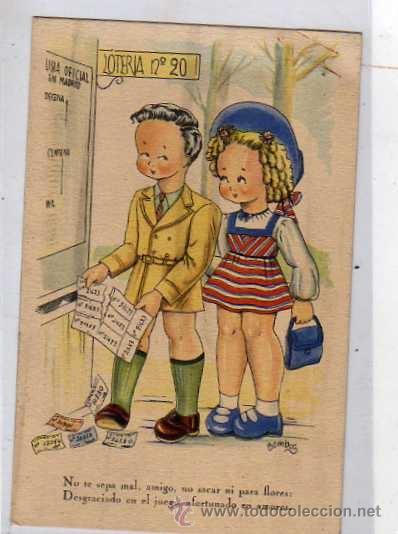 Postkarten: Postal ilustrada. Ilustrador Bomb&oacute;n. Editorial Artigas. serie 56 Refranero popular. coleccion C