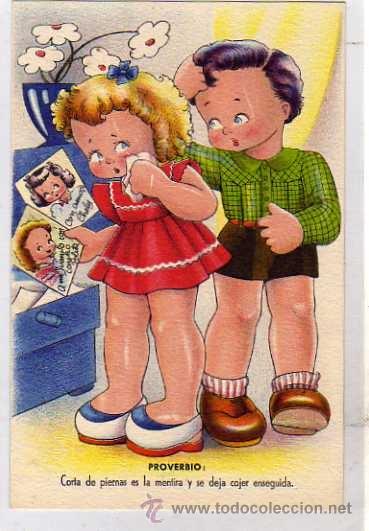 Postkarten: Postal ilustrada. Ilustrador Bomb&oacute;n. Estamperia Ram. Serie 1. Sin circular. Proverbio.