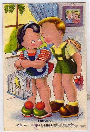 Postkarten: Postal ilustrada. Ilustrador Bomb&oacute;n. Estamperia Ram. Serie 1. Sin circular. Proverbio.