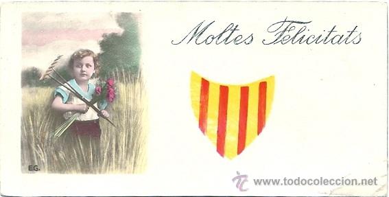 Postkarten: 2024G - ANTIGUA TARJETA DE FELICITACI&Oacute;N CATALANISTA- ILUSTRA EG- 11,8X6 CM