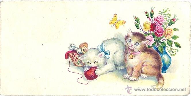 Postkarten: 2054G - LOS GATITOS TRAVIESOS - PRECIOSA Y ANTIGUA TARJETA N&ordm; 486 - 12X6 CM - DATA 1934
