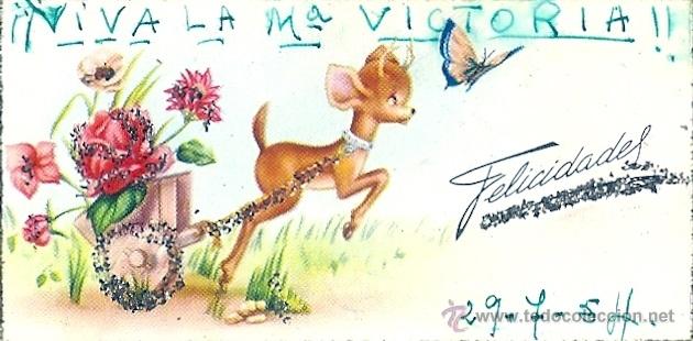 Postais: 2072H - ANTIGUA TARJETA DE FELICIDADES -  EDICIONES CYZ 561 - DATA 1954 - 8X4 CM