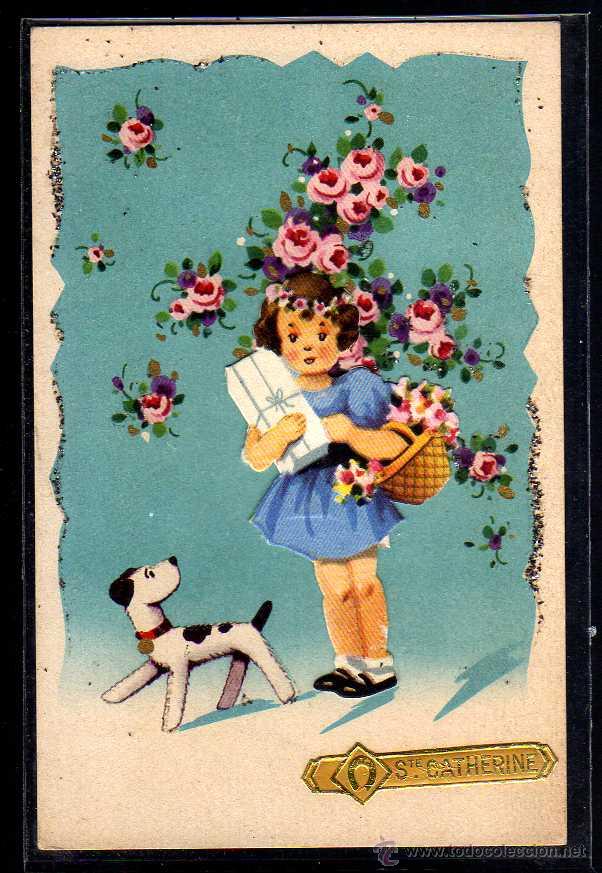 Postcards: Postal infantil. Ni&ntilde;a con su perro. Circulada
