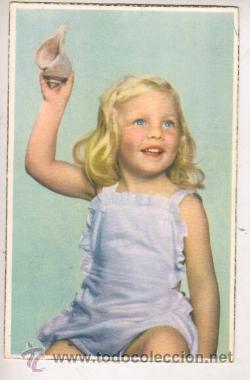 Postkarten: POSTAL DE UNA NI&Ntilde;A CON UNA CARACOLA - 1955 - EDICIONES COLON N&ordm; 630-1