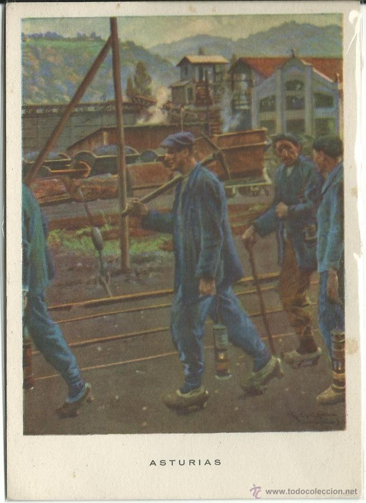 Postales: LAS REGIONES ESPA&Ntilde;OLAS N&ordm; 8 MINEROS / ASTURIAS / ILUSTRA LOPEZ CABRERA / SIN FRANQUEAR