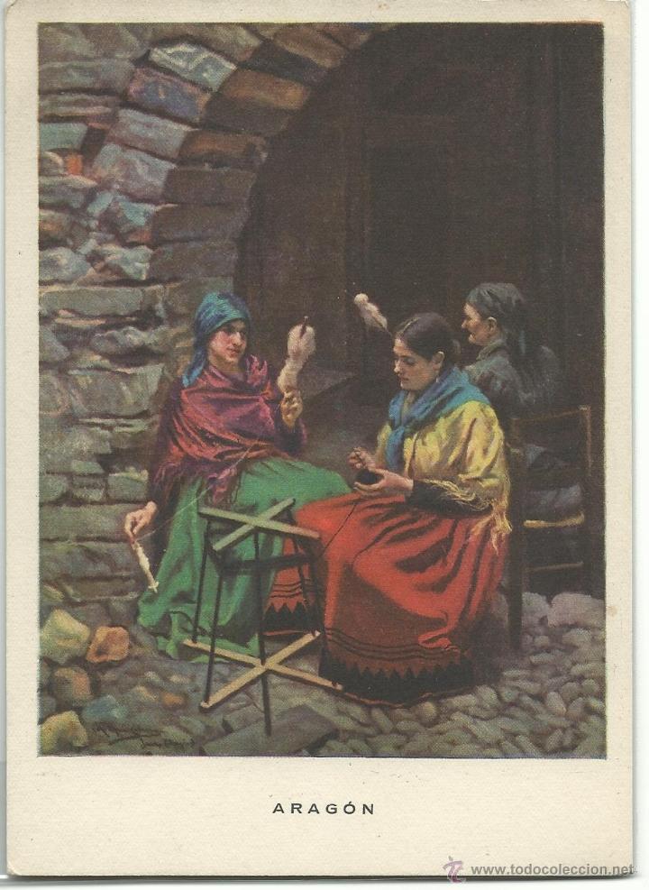 Postkarten: LAS REGIONES ESPA&Ntilde;OLAS.-N&ordm; 2 .-HILANDERAS.-ARAGON.-ILUSTRA LOPEZ CABRERA