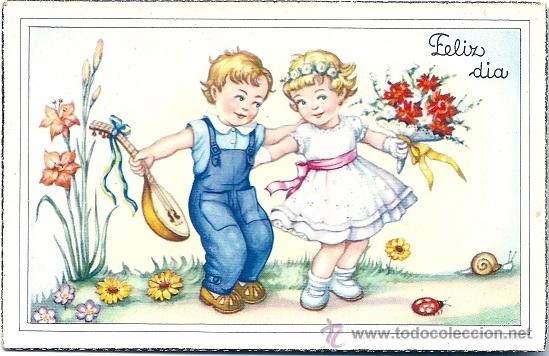 Postais: 2091J - GIMILE ?- FELIZ D&Iacute;A - ANTIGUA Y PRECIOSA POSTAL - EDICIONES CIMA 505 - DATA 1949