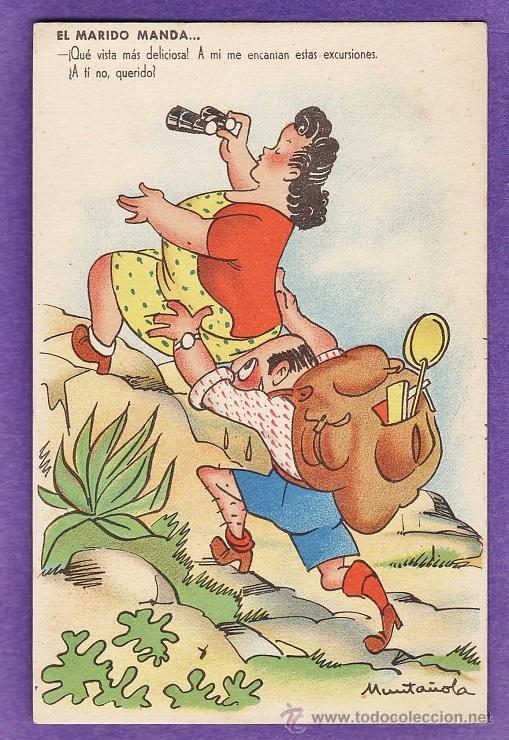 Postkarten: el marido manda....- humor - dib. munta&ntilde;ola - serie n&ordm; 18 - ed. ram - escrita - a&ntilde;os 40