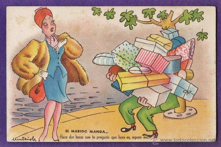 Postkarten: el marido manda....- humor - dib. munta&ntilde;ola - serie n&ordm; 18 - ed. ram - escrita - a&ntilde;os 40