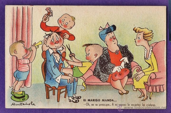 Postkarten: el marido manda....- humor - dib. munta&ntilde;ola - serie n&ordm; 18 - ed. ram - escrita - a&ntilde;os 40