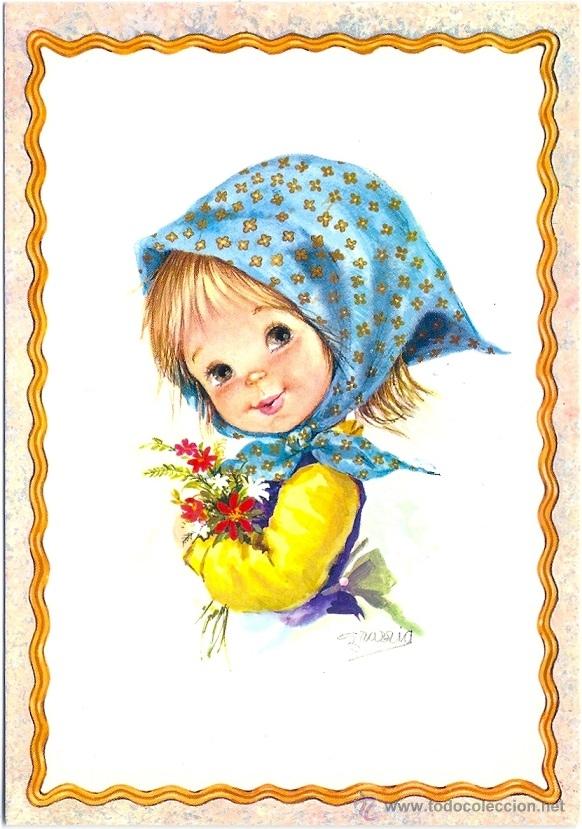 Postkarten: 2014K - GRAZZIA ARIAS - PRECIOSA NI&Ntilde;A CON RAMO- EDICIONES R SERIE 6391 - NUEVA- 15X10 CM