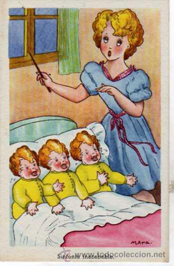 Cartes Postales: Postal ilustrada tema infantil. Sinfonia inacababel. M. Ara Serie 1550. Pablo D&uuml;mmatzen.