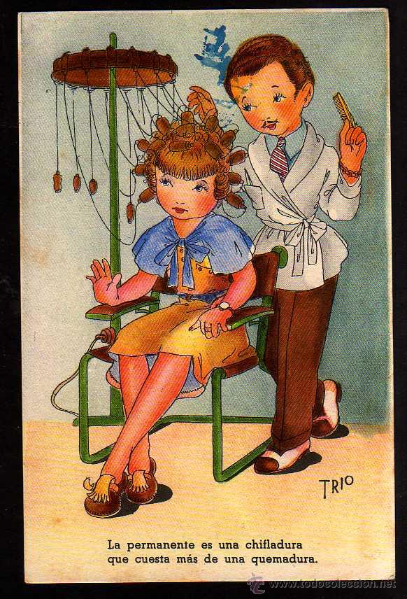 Cartoline: Postale infantil. Ed Trio serie 30. Peluqueria. Circulada