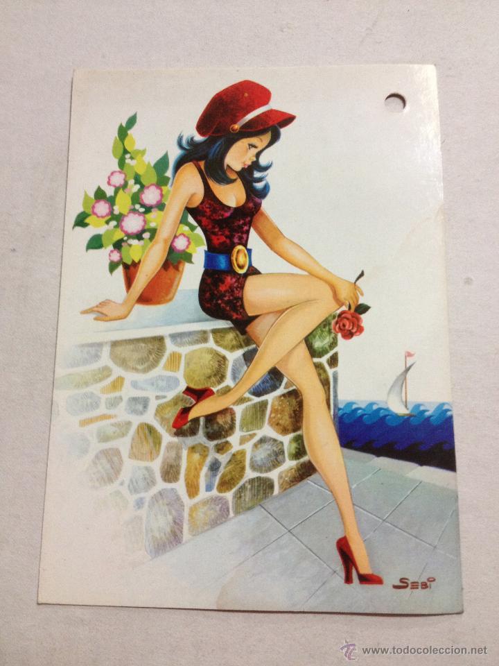 Postais: Postal romantica ilustrada. Coleccion Perla. Ilustra Sebi. Agujero para clasificacion en esquina