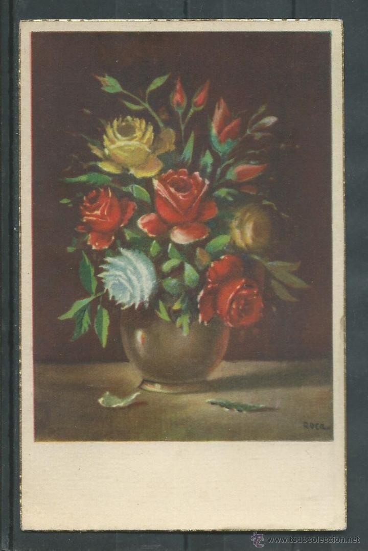 Postcards: POSTAL ANTIGUA DE - JARRON CON FLORES - SIN CIRCULAR NUEVA A&Ntilde;OS 50 EDITA CMB N&ordm; 18