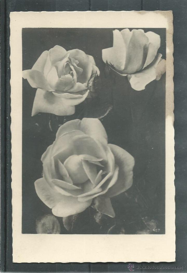 Postales: POSTAL ANTIGUA DE- TRES ROSAS EN BLANCO Y NEGRO -SIN CIRCULAR A&Ntilde;O 40 ESQUINA DCHA MANCHADA VER FOTO