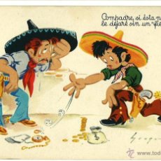 Postales: POSTAL HUMORISTICA TEMA MEJICANOS Y JUEGO CIRCULADA 1947 13,7 X 8,7 CM (APROX). Lote 45145977