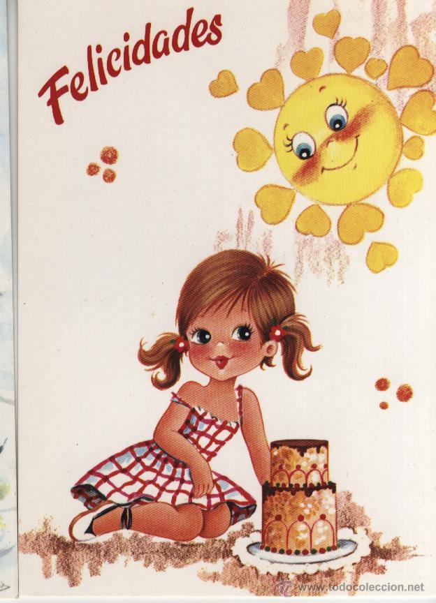 Postales: Postal ni&ntilde;a Felicidades