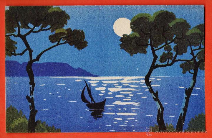 Postcards: antigua y bonita postal - dibujo marina al anochecer - n&ordm; 12 - ed. cmb - nueva -