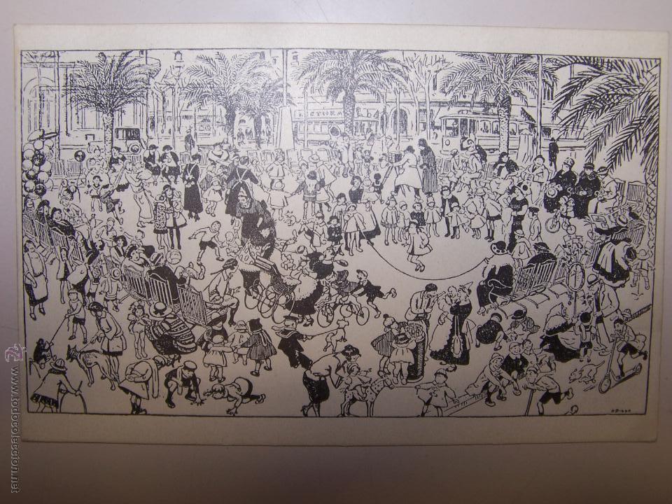 Postkarten: Postal ilustrada por Opisso. S&egrave;rie I- N&ordm; 6. La Pla&ccedil;a de Catalunya abans d'&eacute;sser convertida en Pante&oacute;