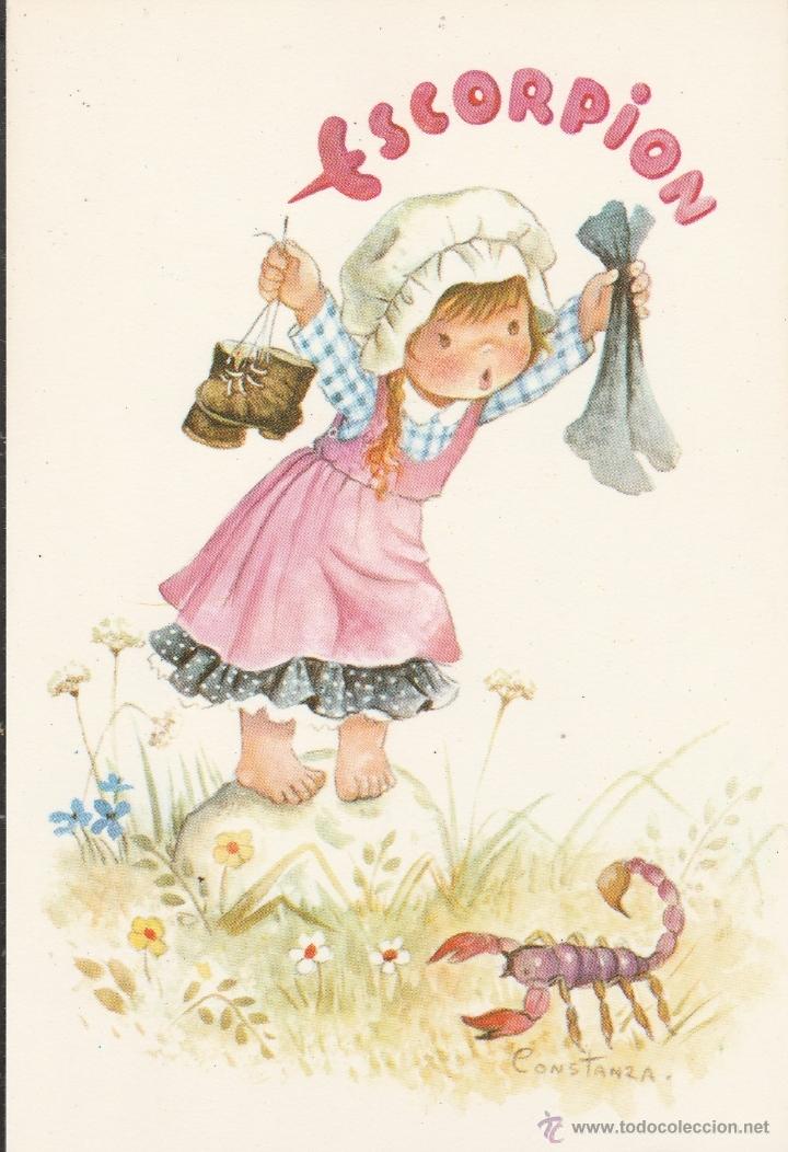 Cartoline: N&ordm; 22861 POSTAL NI&Ntilde;A ESCORPION DIBUJO CONSTANZA