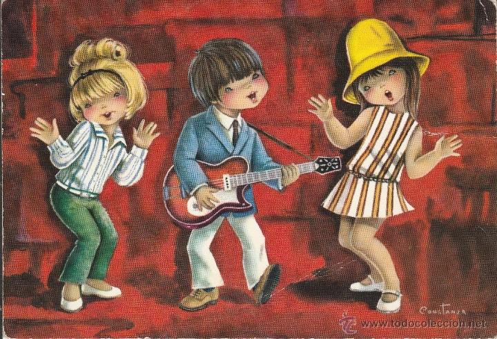 Postales: N&ordm; 22961 POSTAL DIBUJO NI&Ntilde;OS CANTANDO CONSTANZA