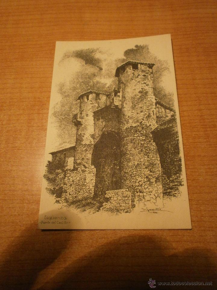 Postkarten: POSTAL SIGUENZA PUERTA DEL CASTILLO ILUSTRADA REVERSO PUBLICIDAD LA NORIA