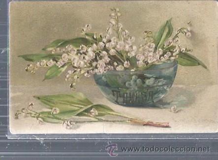 Postkarten: TARJETA POSTAL FLORES, JARRON DE ROSAS BLANCAS EN RELIEVE, ESCRITA NO CIRCULADA