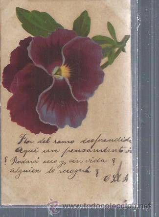 Postkarten: TARJETA POSTAL FLORES, VIOLETA, ESCRITA Y CIRCULADA