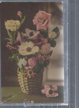 Postkarten: TARJETA POSTAL FLORES, CESTO DE MIMBRE CON FLORES DIVERSAS, ESCRITA NO CIRCULADA