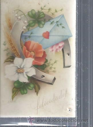 Postcards: TARJETA POSTAL FLORES, FLORES CON SOBRE SELLADO DE CORAZ&Oacute;N Y HERRADURA DE LA SUERTE, CYZ