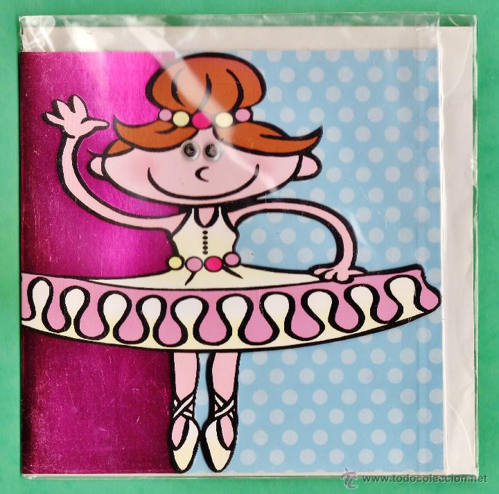 Postais: postal / felicitacion - bailarina - diptico troquelado con ojos moviles - gim-mix -con sobre - nueva