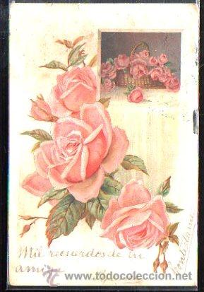 Cartoline: TARJETA POSTAL DE FLORES. CESTO DE ROSAS.
