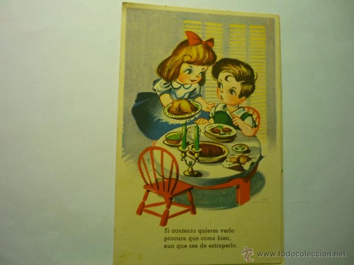 Cartoline: postal dibujo fari&ntilde;as ni&ntilde;os mesa- serie 867.--escrita