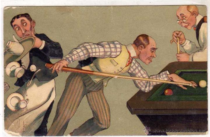 Postcards: Postal tema billar. Humor.  Sin circular. Serie 8174 Alemania.