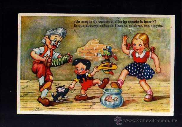 Postales: Postal infantil . Pinocho. Ediciones Col&oacute;n. Serie 167/5 .Circulada 1945
