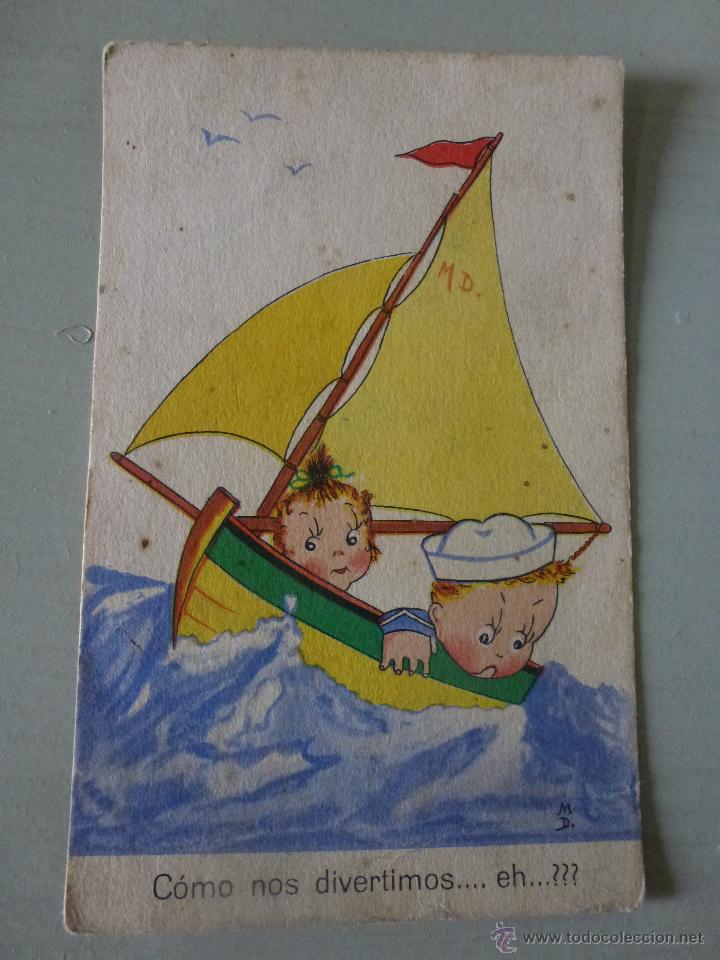 Postales: Antigua postal con dibujo infantil.