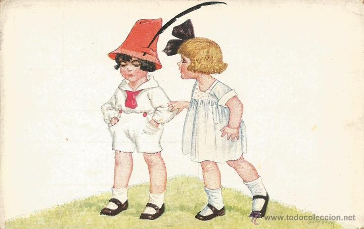 antigua postal años 20 dibujo ilustrada niños n - Compra venta en  todocoleccion
