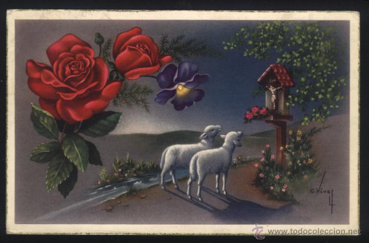 Postais: A-1932- ANTIGUA Postal de Felicitaci&oacute;n. DIBUJO DE C. VIVE