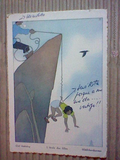 Postales: ALPINISMO SKI MATASELLOS CHAMONIX MONT BLANC CIRCULADA 1958 ILUSTRACION