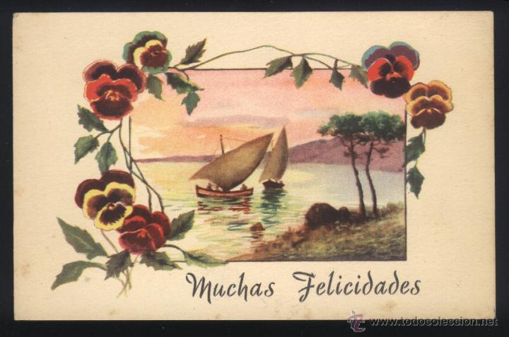 Postkarten: A-2677- ANTIGUA POSTAL DE FELICITACI&Oacute;N CON DIBUJO.