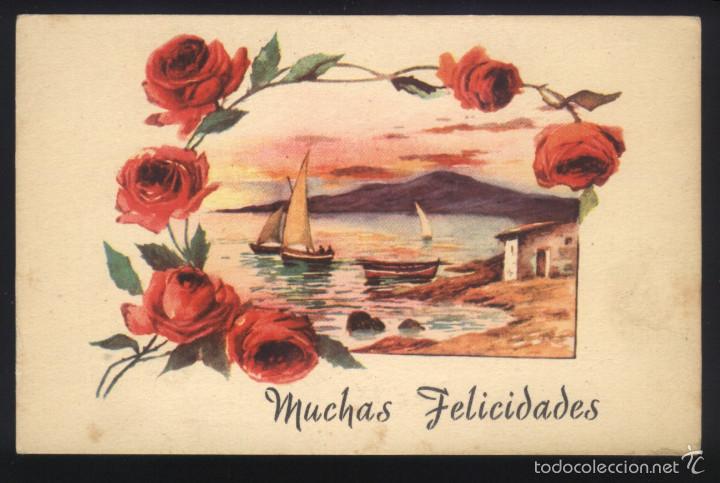 Postais: A-2872- ANTIGUA POSTAL DE FELICITACI&Oacute;N CON DIBUJO.