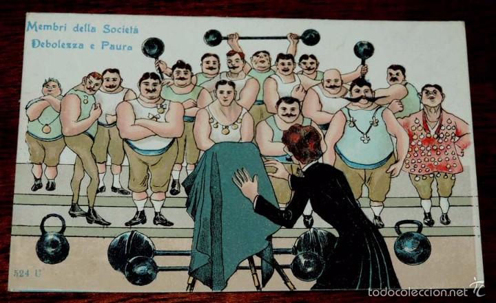 Postais: POSTAL ILUSTRADA CON CARICATURA DE ALTEROFILIA, DEPORTE, HUMOR, 524 U, MEMBRI DELLA SOCIETA, DEBOLEZ