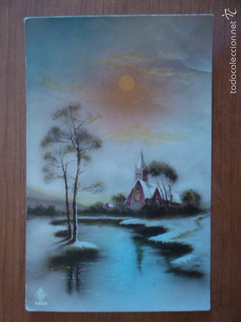 Postkarten: ANTIGUA POSTAL ROMANTICA COLOREADA DE PAISAJE. ESCRITA 1921.
