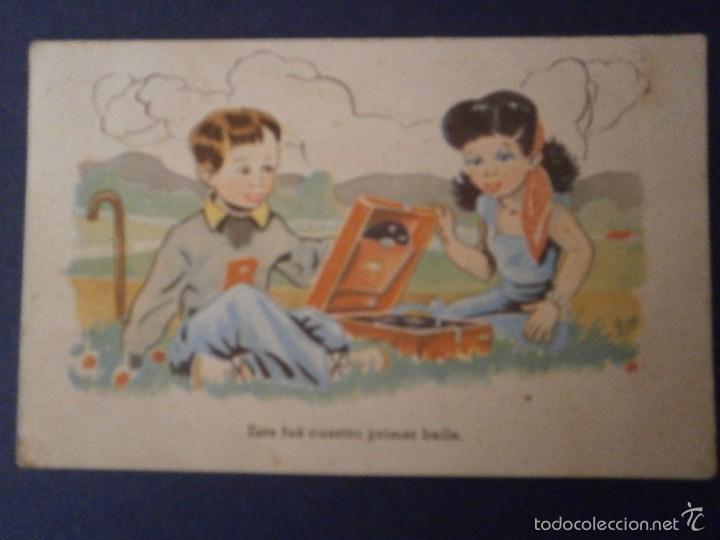 Postais: antigua postal dibujo caritatura ni&ntilde;os escrita