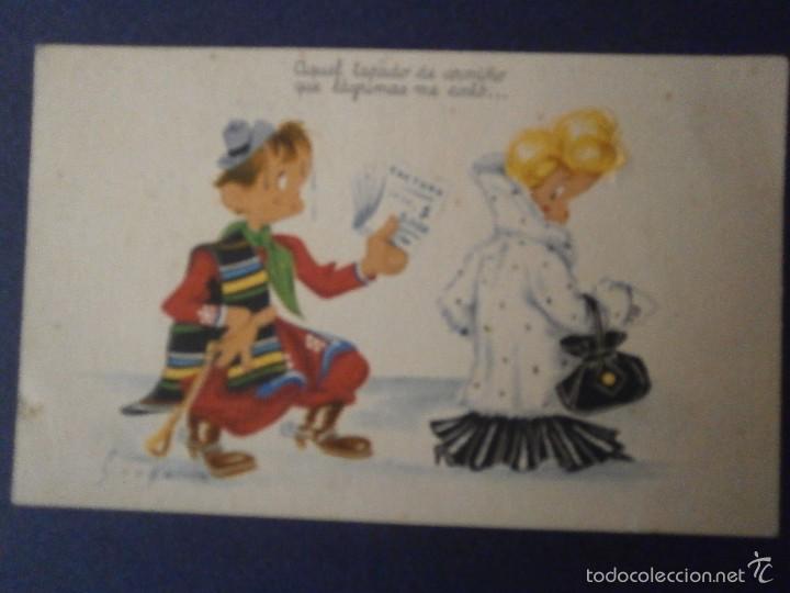 Cartes Postales: antigua postal dibujo caritatura ni&ntilde;os escrita