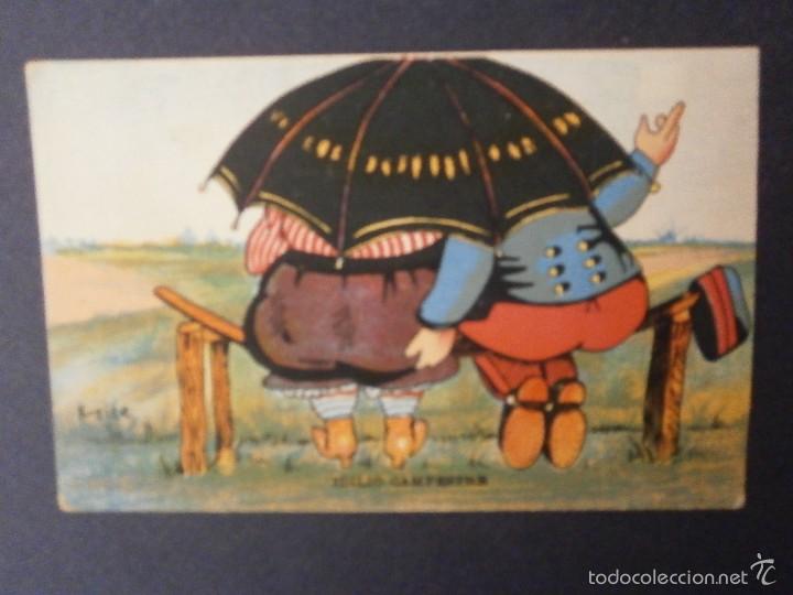 Postais: antigua postal dibujo caritatura ni&ntilde;os escrita