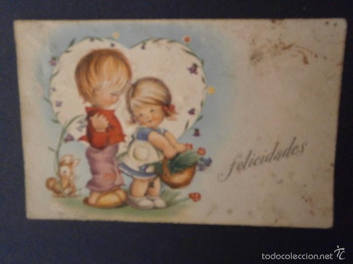 Postais: antigua postal dibujo caritatura ni&ntilde;os escrita