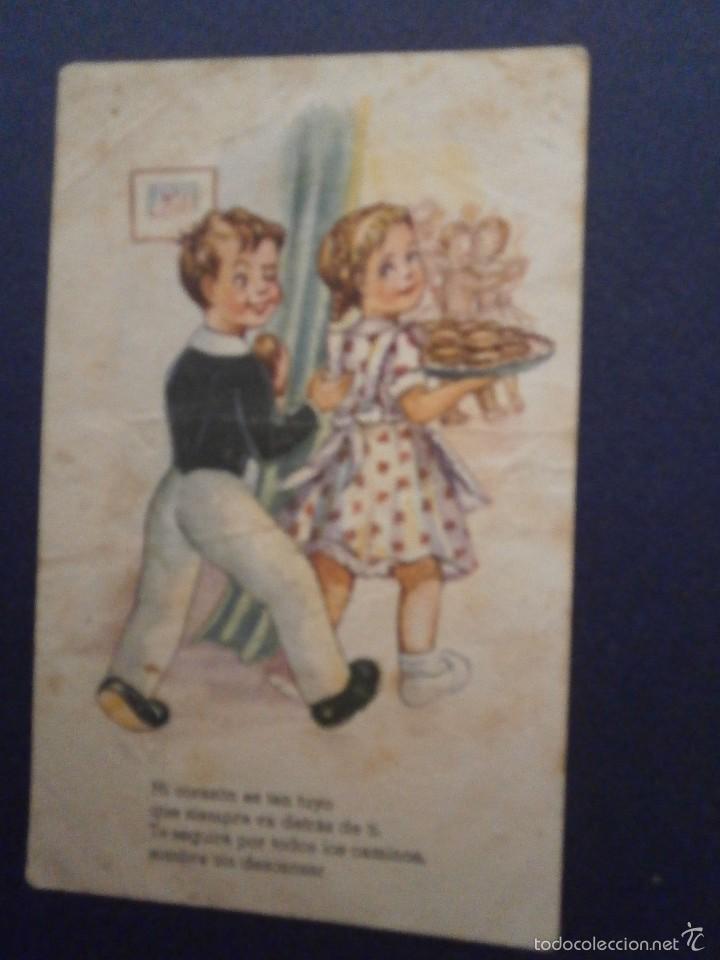 Postais: antigua postal dibujo caritatura ni&ntilde;os escrita